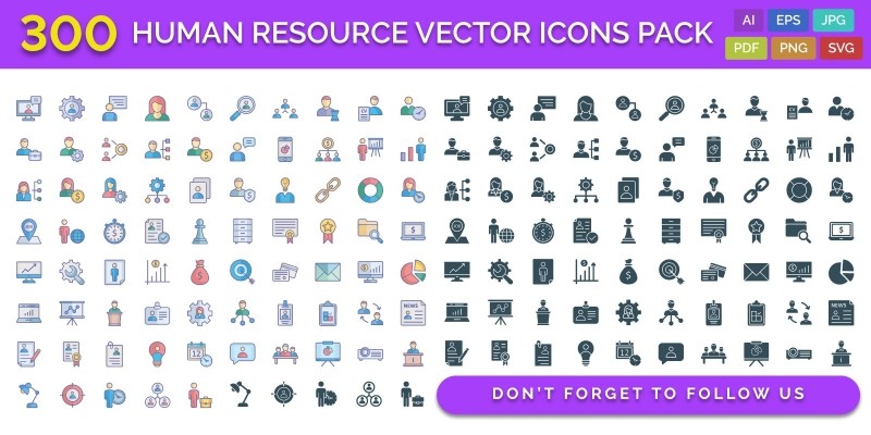 300 Human Resource Vector Icons Pack