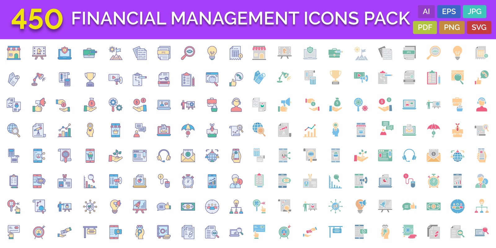 450 Financial Management Vector Icons Pack