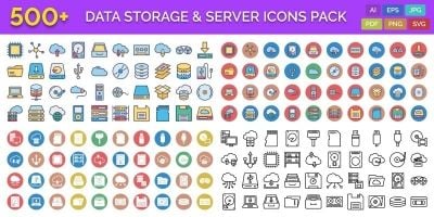 500 Data Storage & Server Vector Icons Pack
