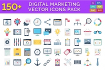 150 Digital Marketing Vector Icons Pack Screenshot 1