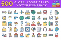 500 Global Logistics Line Fill Glyph Icons Pack Screenshot 1