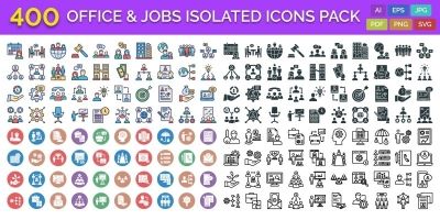 400 Office And Jobs Isolated Vector Icons Pack