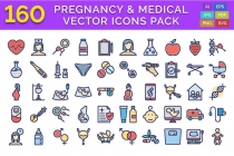 160 Pregnancy And Medical Vector Icons Pack Screenshot 1