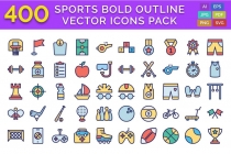 400 Sports Bold Outline Vector Icons Pack Screenshot 1