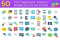 100 Text Message Speech Bubbles Color Vector Icon Screenshot 1