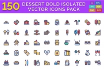 150 Dessert Bold Isolated Vector Icons Pack Screenshot 1