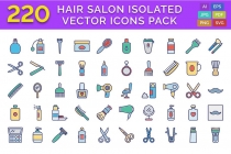 220 Hair Salon Isolated Vector Icons Pack Screenshot 1