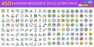 450 Human Resource Bold Outline Vector Icons Pack
