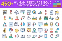 450 Human Resource Bold Outline Vector Icons Pack Screenshot 1