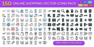 150 Online Shopping Vector Icons Pack