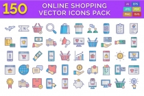 150 Online Shopping Vector Icons Pack Screenshot 1