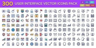 300 User Interface Vector Icons Pack
