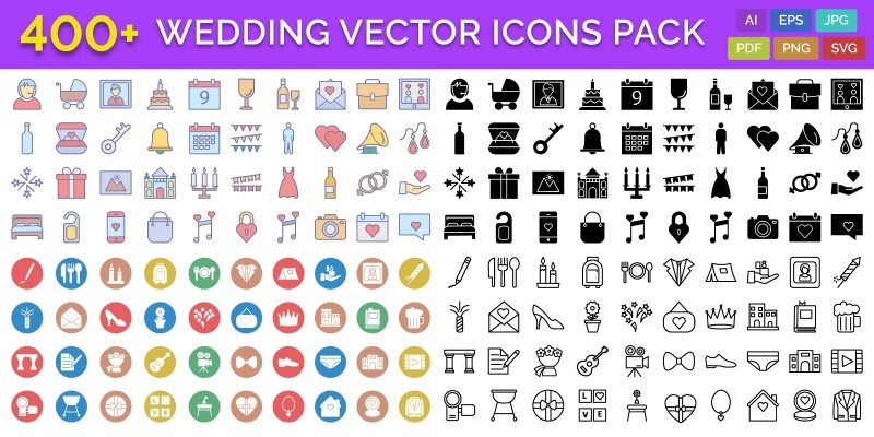 400+ Wedding Vector Icons Pack