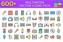 600 Multimedia Vector Icons Pack Screenshot 1