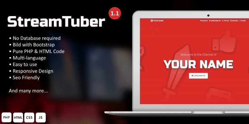 StreamTuber - YouTuber and Streamer Website CMS