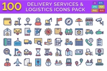 100 Delivery Services And Logistics Icons Pack Screenshot 1
