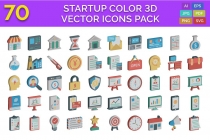 70 Startup Color 3D Vector Icons Pack Screenshot 1