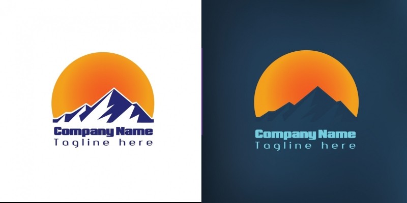 Mountain Logo With Moon Light