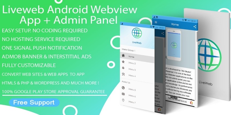 LiveWeb Android WebView App With Admin Panel