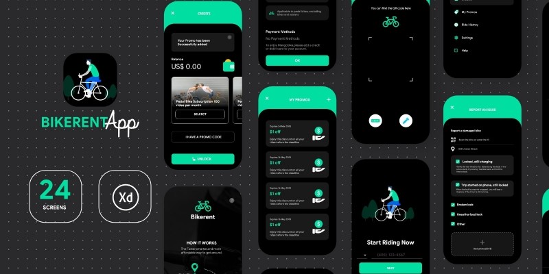 Bike Rental App UI - Modern Design