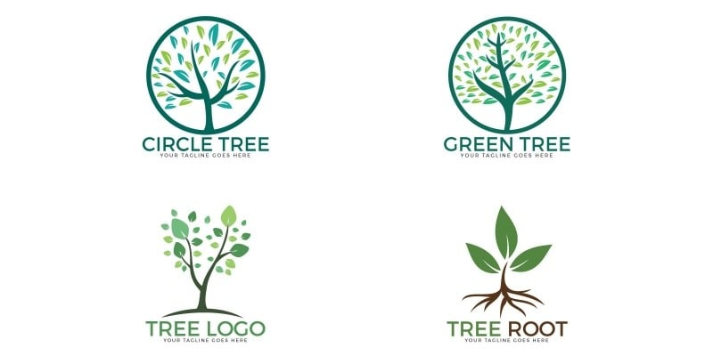 Set Of Tree Logos