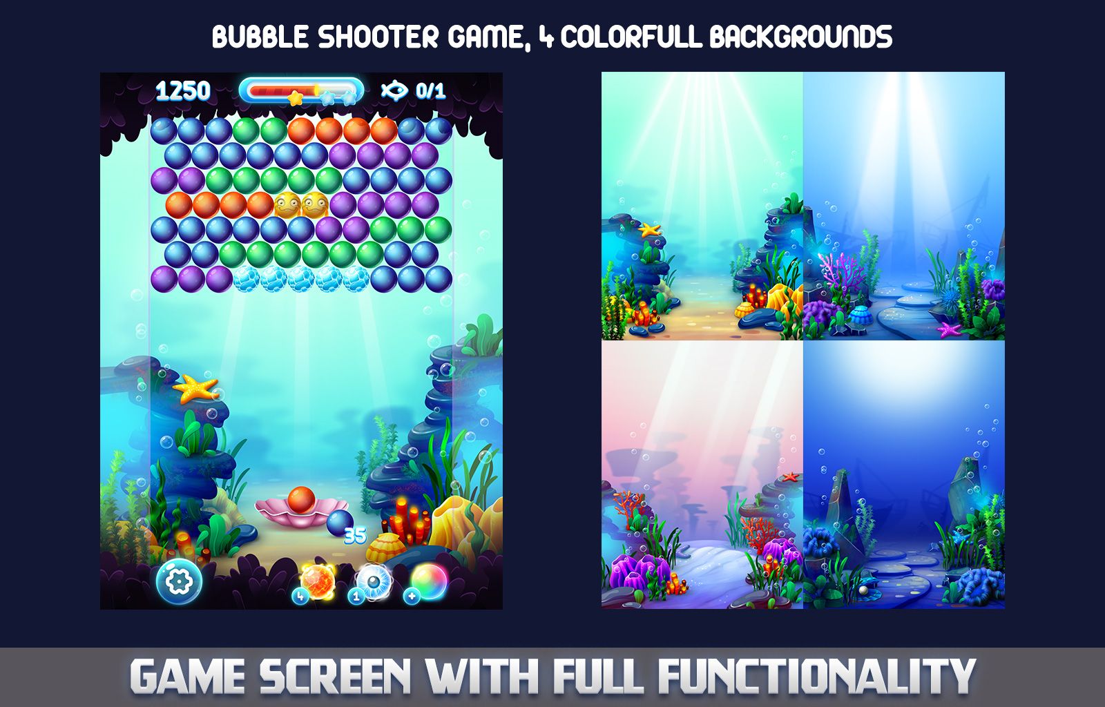 Aqua Bubble Shooter Unity Game Template By MasterKey