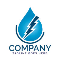 Water Drop And Lightning Bolt Logo Design