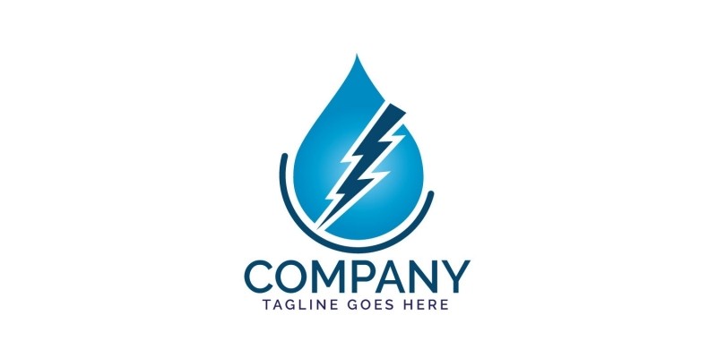 Water Drop And Lightning Bolt Logo Design