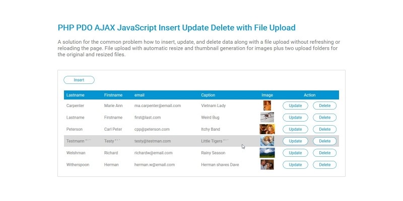 PHP PDO AJAX File Upload 