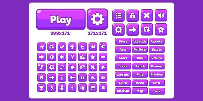 Game UI Purple Buttons GUI Kit