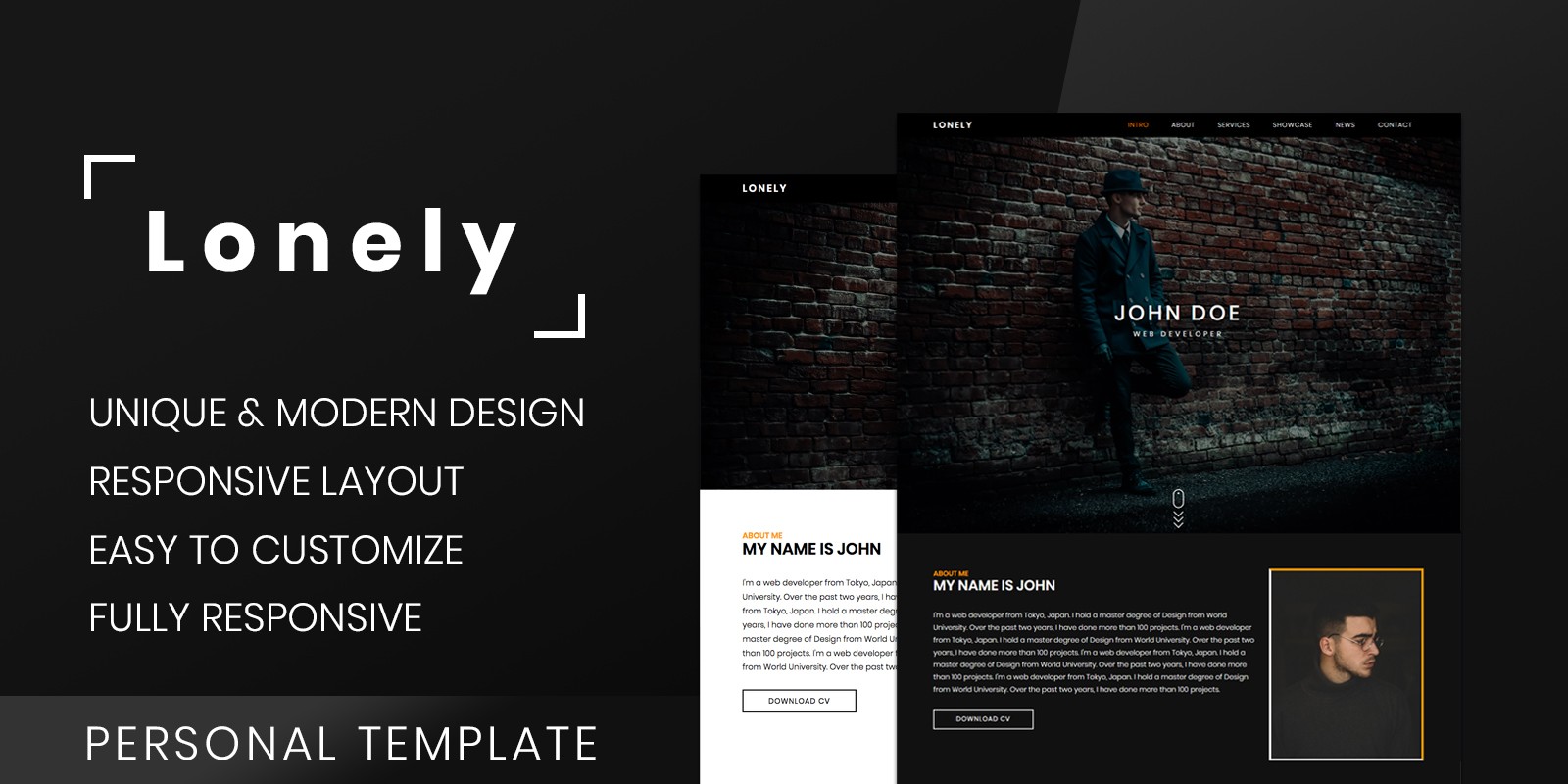 Lonely - Personal Resume And Portfolio Template