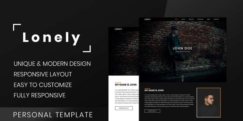 Lonely - Personal  Resume And Portfolio Template