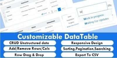 Customizable Editable Datatable jQuery