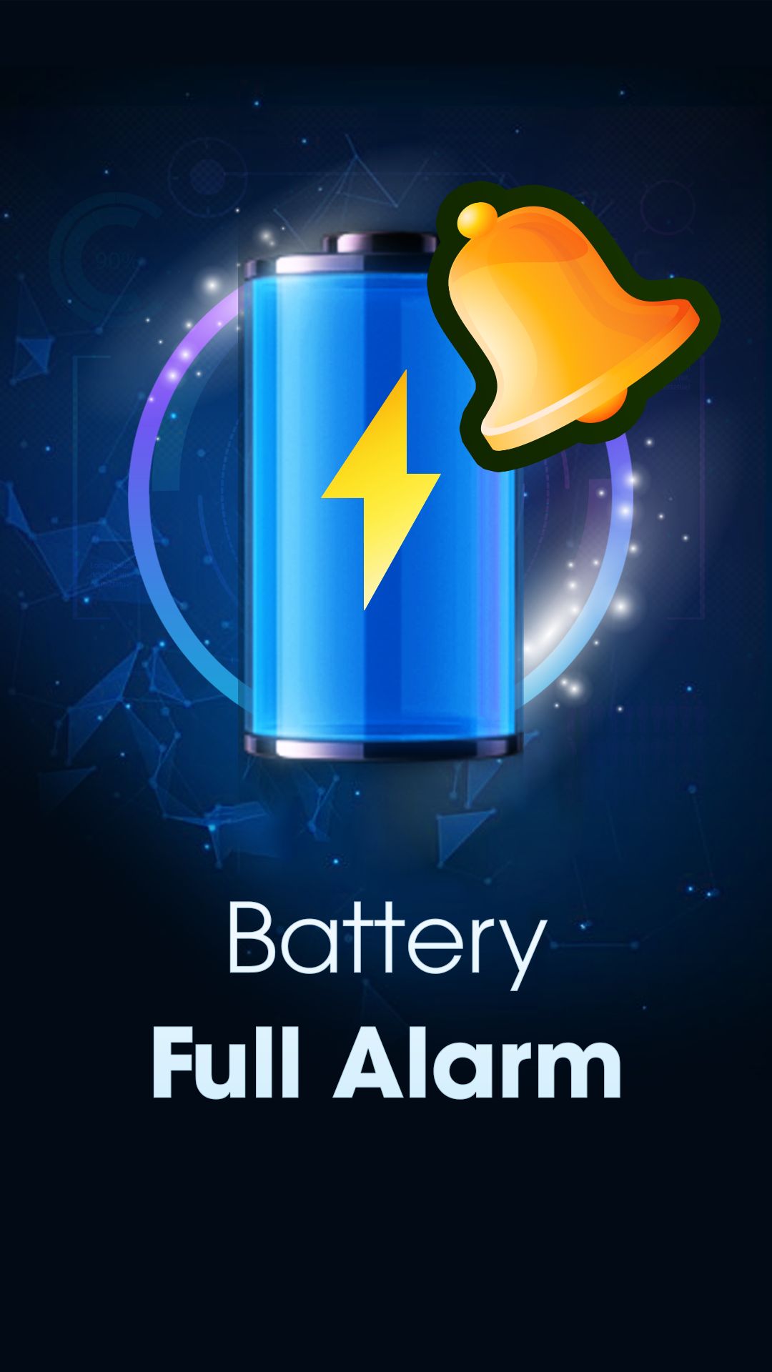 Battery alarm. Full Battery. Alarm Live. Battery is Full.