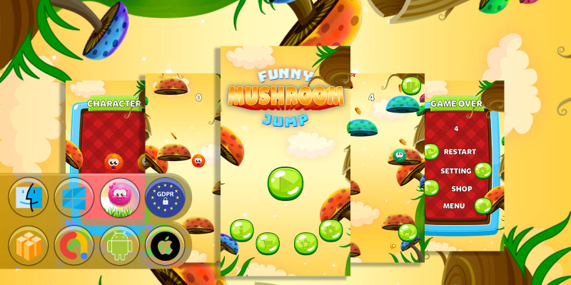 Funny Mushroom Jump - Buildbox Template