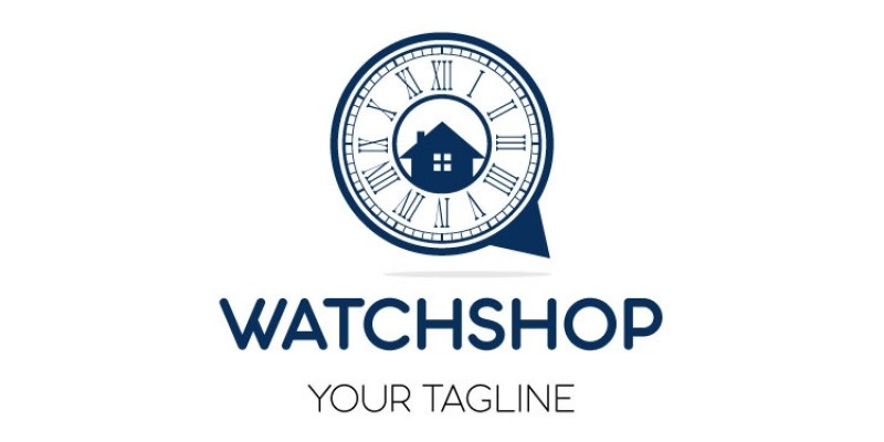 Home in Clock Shape Logo 