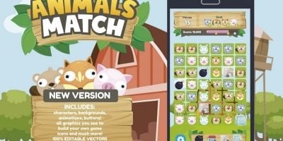 Animals Match 3 Game Assets Graphics