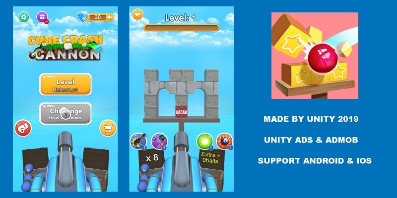 Cube Crash Canon - Unity Game Template