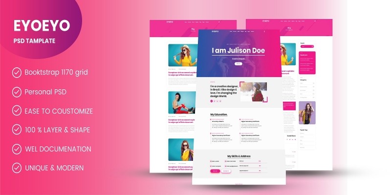 Eyoeyo - Personal Portfolio PSD Template