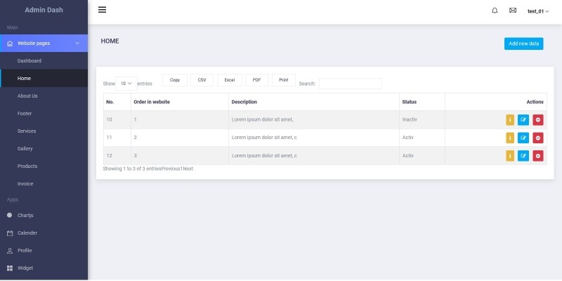 Admin Dashboard With DB SQL
