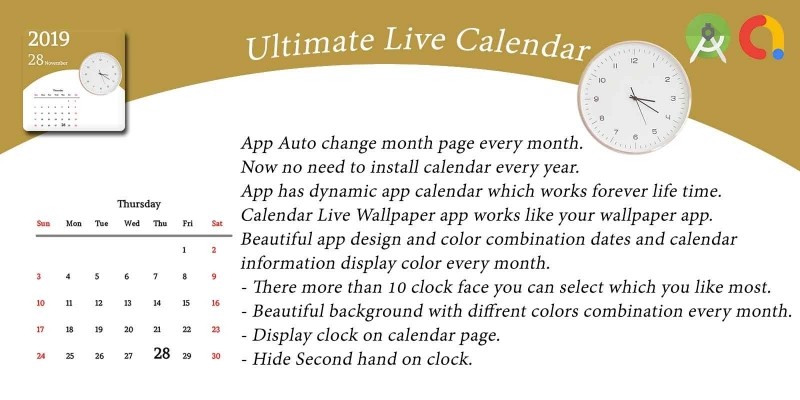 Ultimate Live Calendar Wallpaper Android Template