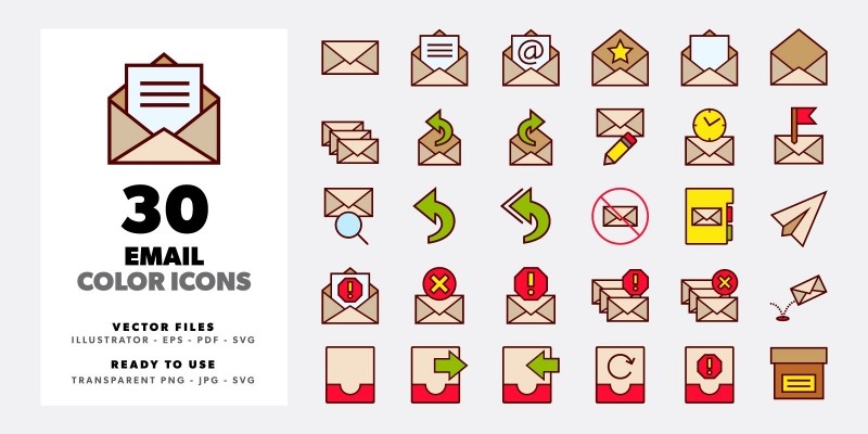 Email Color Icon Set