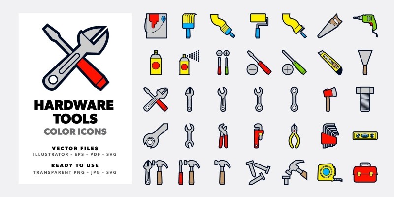 Hardware Tools Icons Set 