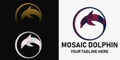 Mosaic Dolphin - Premium Logo
