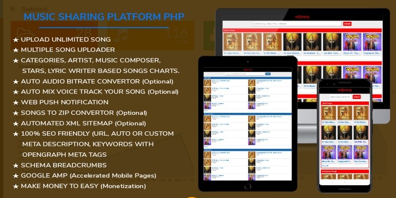 EDJSong - Music Platform PHP Script