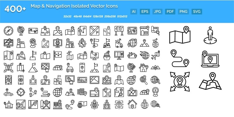 100 Map and Navigation Icons