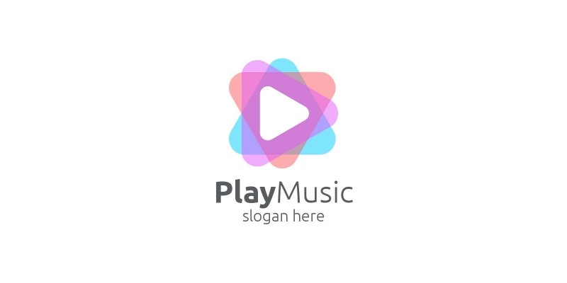 Abstract Music Logo with Note and Play Concept