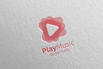 Abstract Music Logo with Note and Play Concept Screenshot 2