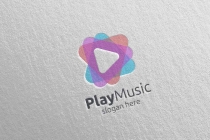 Abstract Music Logo with Note and Play Concept Screenshot 5