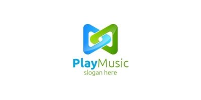 Abstract Music Logo With Note And Play Concept